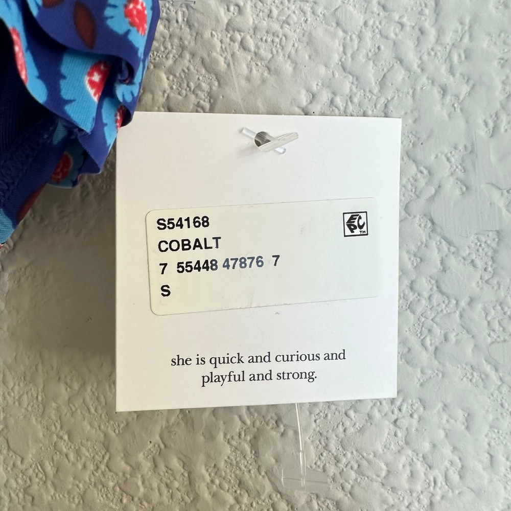 Kate Spade New York Dive Right In Ruffle Bikini Bottom Cobalt Blue Floral Small - Picture 7 of 8